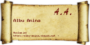 Albu Anina névjegykártya